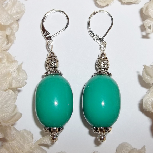 wvluckygirl Jewelry - Teal Green Beaded Earring Set Handmade Pair 4910